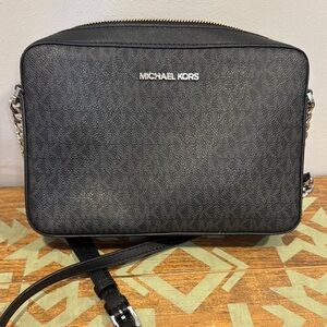 Michael Kors Black Messenger Bag with Monogram Print